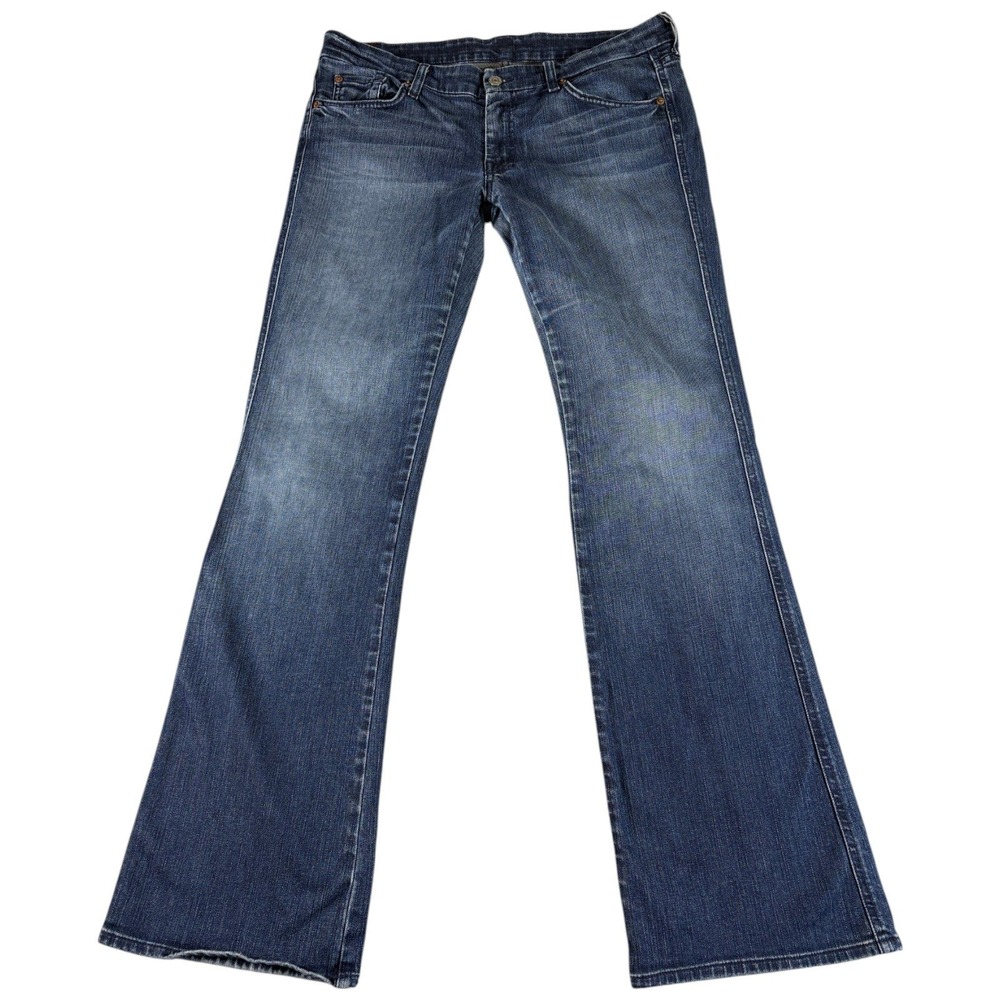 7 For All Mankind A Pocket Bootcut Jeans Womens 32 Blue Low Rise Stretch Faded